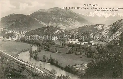 AK / Ansichtskarte Lourdes_Hautes_Pyrenees Vue sur le Gave le Pic du Jer et la Chaine des Pyrenees Lourdes_Hautes_Pyrenees