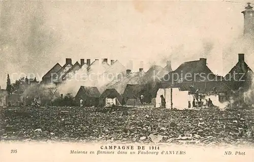 AK / Ansichtskarte Anvers_Antwerpen Maisons en flammes dans un Faubourg d Anvers Anvers Antwerpen