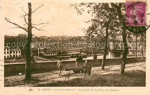 AK / Ansichtskarte Brest_Finistere Pont National vue prise de la Place du Chateau Brest_Finistere