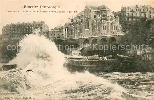 AK / Ansichtskarte Biarritz_Pyrenees_Atlantiques Tempete du 9 Fevrier Eglise Sainte Eugenie Biarritz_Pyrenees
