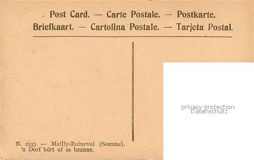 AK / Ansichtskarte Mailly Raineval Le village achevant de brûler Ruines Grande Guerre Truemmer 1. Weltkrieg Mailly Raineval