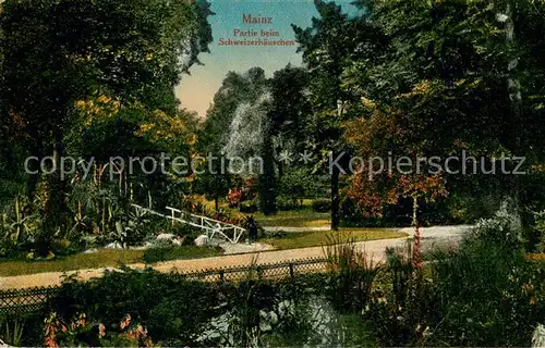 AK / Ansichtskarte Mainz_Rhein Partie beim Schweizerhaeuschen Park Mainz Rhein