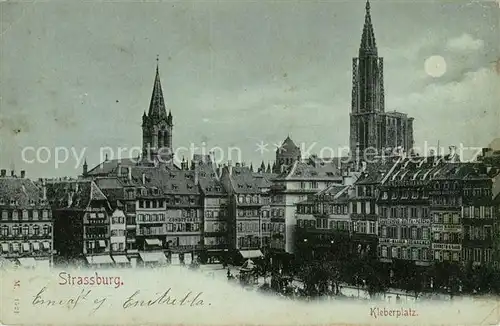 AK / Ansichtskarte Strassburg_Elsass Kleberplatz im Mondschein Strassburg Elsass