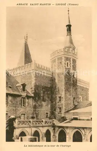 AK / Ansichtskarte Liguge Abbaye Saint Martin Bibliotheque et tour de l horloge Liguge