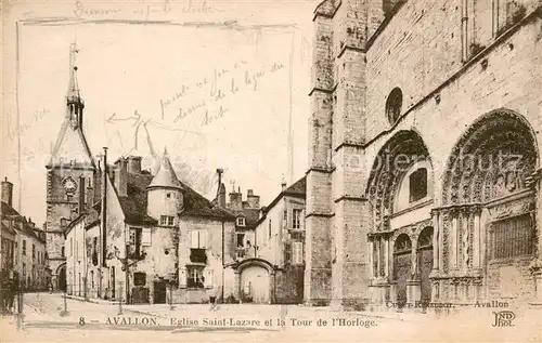 AK / Ansichtskarte Avallon Eglise Saint Lazare et tour de l horloge Avallon