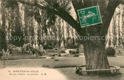 AK / Ansichtskarte Mantes la Jolie Ile aux Dames Le Rocher Parc Mantes la Jolie