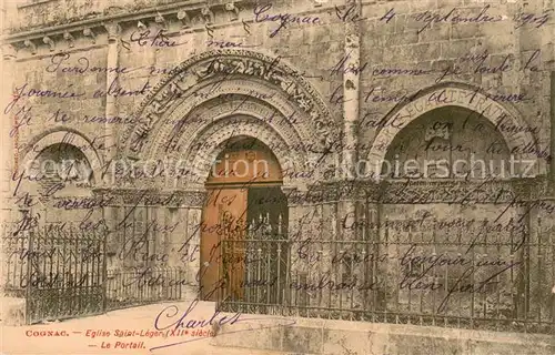 AK / Ansichtskarte Cognac_Charente Portail de l Eglise Saint Leger XIIe siecle 