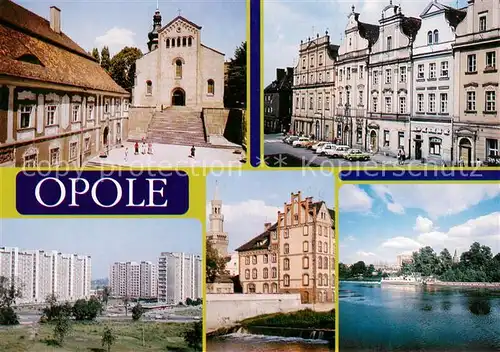 AK / Ansichtskarte Opole_Lubelskie Mal Rynek Muzeum Slaska Opolskiego Podominikanski kosciol Kamieniczki w Rynku Osiedle mieszkaniowe Szymona Koszyka Nad Mlynowka Fragment miasta nad Odra Opole_Lubelskie