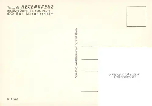 AK / Ansichtskarte Bad_Mergentheim Tanz Cafe Hexenkreuz Gastraum Bar Bad_Mergentheim