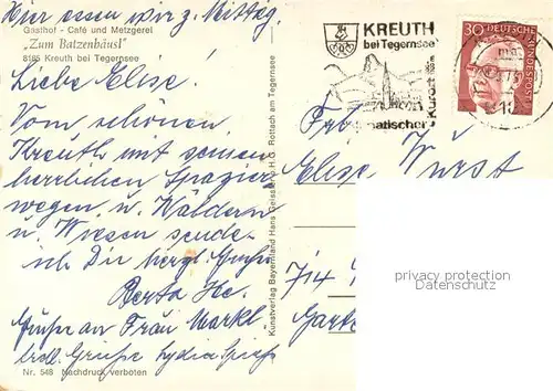 AK / Ansichtskarte Kreuth_Tegernsee Gasthof Cafe Metzgerei Zum Batzenhaeusl Kreuth Tegernsee