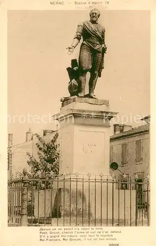 AK / Ansichtskarte Nerac Statue Henri IV Monument Nerac