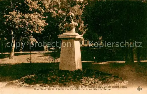 AK / Ansichtskarte Cognac_Charente Jardin de l Hotel de Ville Buste de M. Claude Boucher Monument 