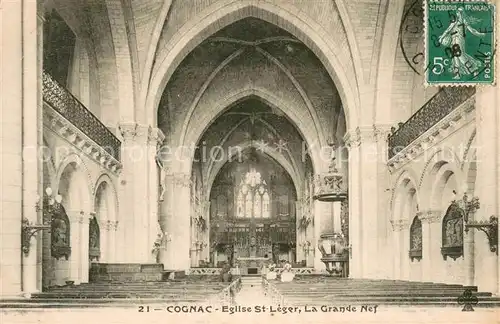 AK / Ansichtskarte Cognac_Charente Grande nef Eglise Saint Leger 