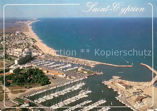 AK / Ansichtskarte Saint Cyprien_Plage Port de plaisance et la plage vue aerienne Saint Cyprien_Plage