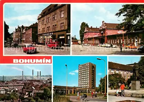 AK / Ansichtskarte Bohumin_Oderberg Teilansichten Innenstadt Hochhaus Denkmal Statue 