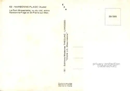 AK / Ansichtskarte Narbonne_Plage Port Brossolette vue aerienne Narbonne_Plage