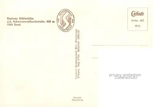 AK / Ansichtskarte Sand_Buehl Kurhaus Buehlerhoehe Fliegeraufnahme Sand_Buehl