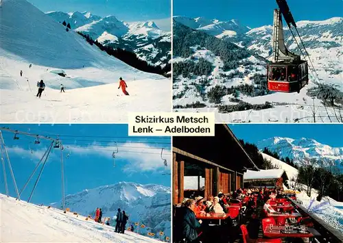 AK / Ansichtskarte Lenk_Simmental Skizirkus Metsch Lenk Adelboden Seilbahn Terrasse Lenk Simmental