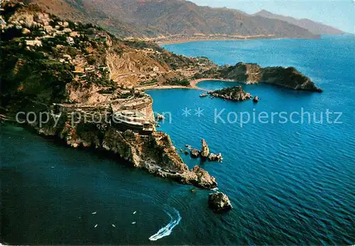 AK / Ansichtskarte Taormina_Sizilien Il Capo Taormina Isola Bella e Capo S Andrea dall aereo Taormina Sizilien
