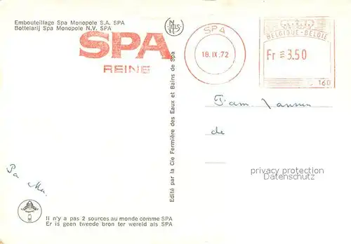 AK / Ansichtskarte Spa_Liege Embouteillage Botellarij Spa Monopole Spa_Liege