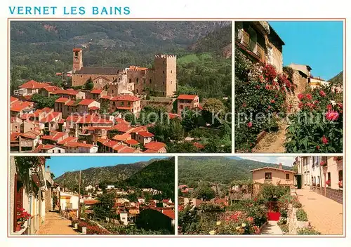AK / Ansichtskarte Vernet les Bains La vieille ville avec son chateau son eglise et ses ruelles fleuries Vernet les Bains
