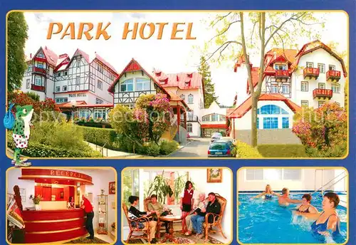 AK / Ansichtskarte Bad_Flinsberg_Swieradow_Zdroj Park Hotel Rezeption Aufenthaltsraum Hallenbad Bad_Flinsberg