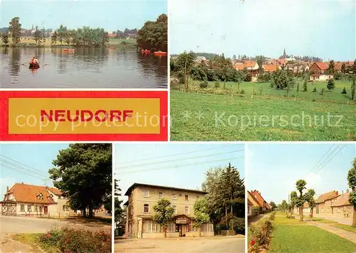 AK / Ansichtskarte Neudorf_Quedlinburg Gondelteich Teilansicht FDGB Gaststaette Zur Schenkeund Waldblick Lindenallee Neudorf Quedlinburg