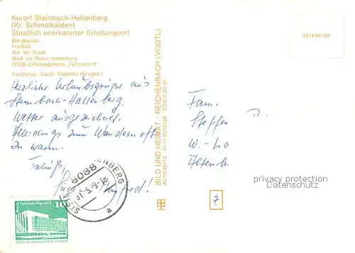 AK / Ansichtskarte Steinbach_Hallenberg Bergbaude Freibad Rat der Stadt Ruine Hallenburg FDGB Erholungsheim Fortschritt Steinbach_Hallenberg