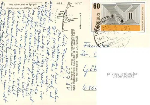 AK / Ansichtskarte Sylt Fliegeraufnahme Sylt