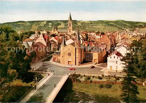 AK / Ansichtskarte Bad_Neuenahr Ahrweiler Ahrpartie an der Kurgartenbruecke und ev Kirche Bad_Neuenahr Ahrweiler