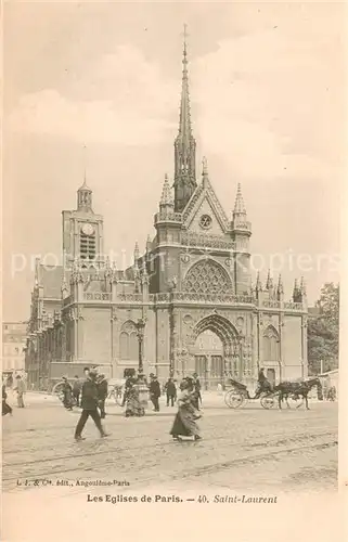 AK / Ansichtskarte Paris Eglise Saint Laurent Pferdekutschen Paris