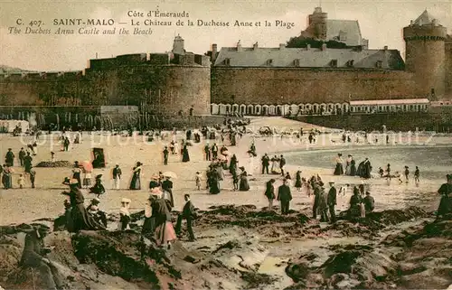 AK / Ansichtskarte Saint Malo_Ille et Vilaine_Bretagne Chateau de la Duchesse Anne et Plage Saint Malo_Ille et Vilaine