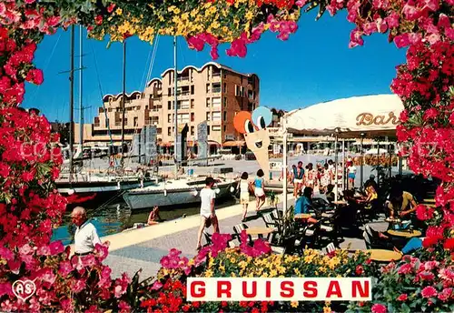 AK / Ansichtskarte Gruissan en parcourant la Cote Mediterranee Port Cafe Bar des fleurs Gruissan