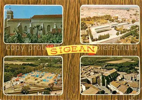 AK / Ansichtskarte Sigean Centre Eglise Camping vue aerienne Sigean