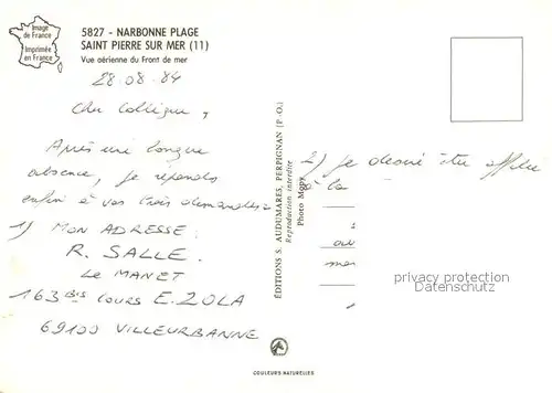 AK / Ansichtskarte Narbonne_Plage et Saint Pierre sur Mer Front de Mer vue aerienne Narbonne_Plage