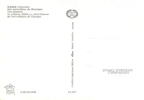 AK / Ansichtskarte Najac Chateau vue aerienne Najac