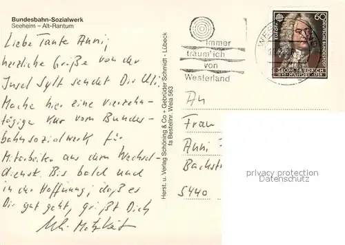 AK / Ansichtskarte Alt_Rantum Bundesbahn Sozialwerk Seeheim Alt Rantum Hallenbad Alt_Rantum