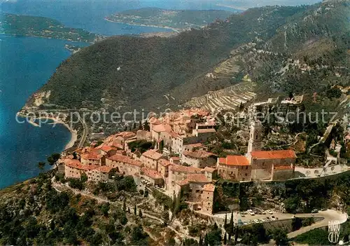 AK / Ansichtskarte Eze_Village Vue aerienne Le littoral avec le Cap Ferrat Villefranche le Mont Boron et le Mont Alban Eze_Village