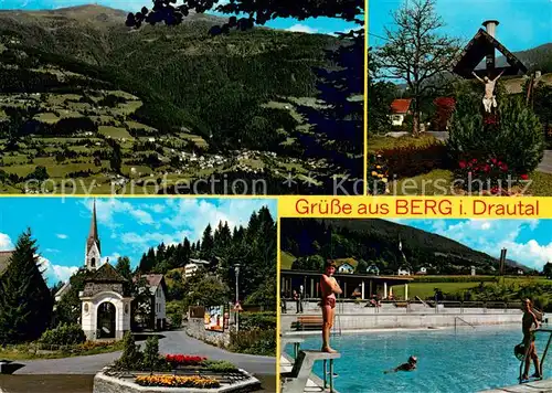 AK / Ansichtskarte Berg_Drautal Panorama Wegekreuz Kapelle Schwimmbad Berg Drautal