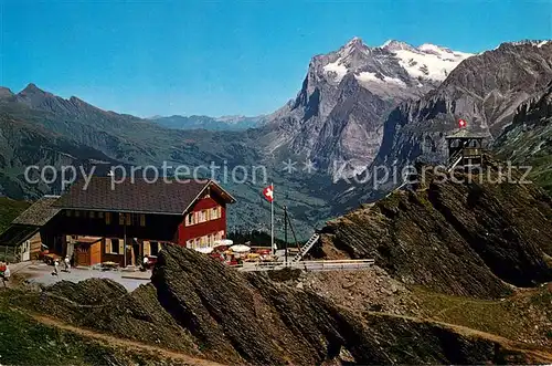 AK / Ansichtskarte Kleine_Scheidegg_Interlaken Berghaus Gaststaette Wetterhorn Panorama Berner Alpen Kleine_Scheidegg