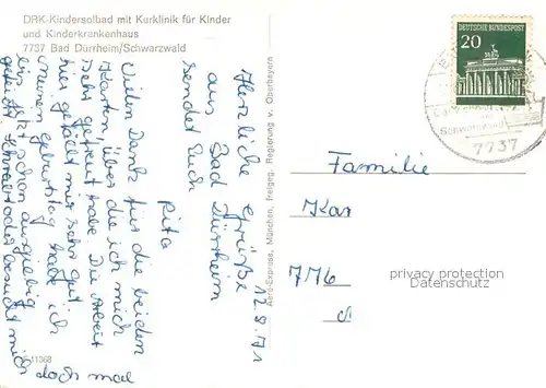 AK / Ansichtskarte Bad_Duerrheim DRK Kindersolbad Kurklinik Kinderkrankenhaus Fliegeraufnahme Bad_Duerrheim