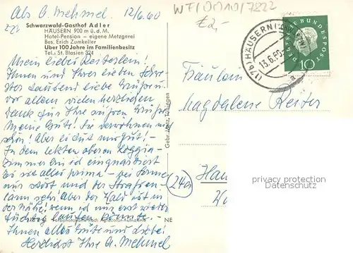 AK / Ansichtskarte Haeusern_Schwarzwald Schwarzwald Gasthof Adler Hotel Pension Kirche Haeusern Schwarzwald