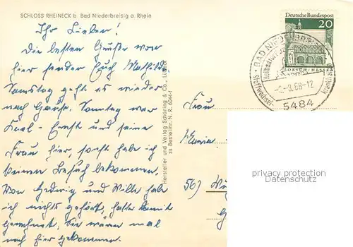 AK / Ansichtskarte Bad_Niederbreisig Schloss Rheineck am Rhein Bad_Niederbreisig