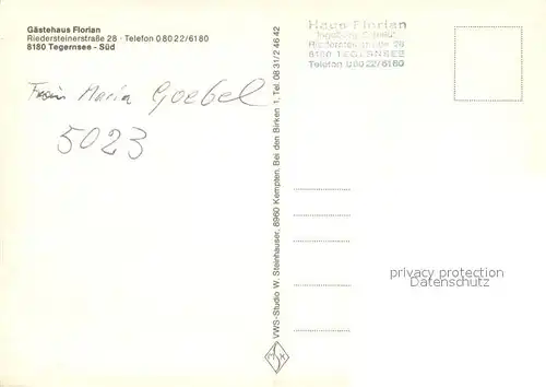 AK / Ansichtskarte Tegernsee Gaestehaus Florian Zimmer Gaststube Tegernsee