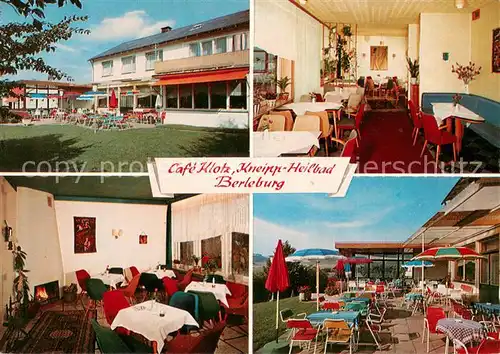 AK / Ansichtskarte Berleburg_Bad Konditorei Cafe Klotz Gastraeume Terrasse Berleburg_Bad