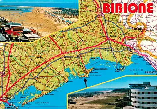 AK / Ansichtskarte Bibione Strandpartie Hotel Gebietskarte Bibione