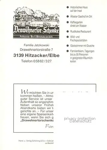 AK / Ansichtskarte Hitzacker_Elbe Drawehnertor Schenke Gastraeume Hitzacker Elbe