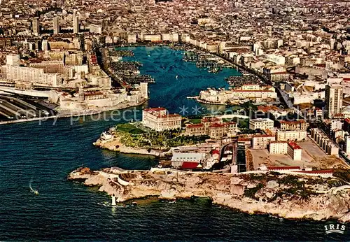 AK / Ansichtskarte Marseille_Bouches du Rhone Vue aerienne du Pharo le Fort St Jean et le Vieux Port Marseille