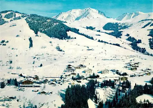 AK / Ansichtskarte Megeve Panorama Mont d Arbois et Mont Blanc en hiver vue aerienne Megeve