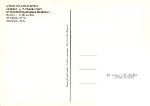 AK / Ansichtskarte Laufen_Salzach Schlossklinik Abtsee Fliegeraufnahme Laufen Salzach